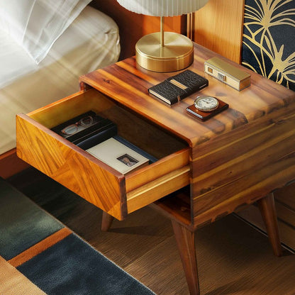 Laden Handcrafted Solid Wood Nightstand - - Nightstand