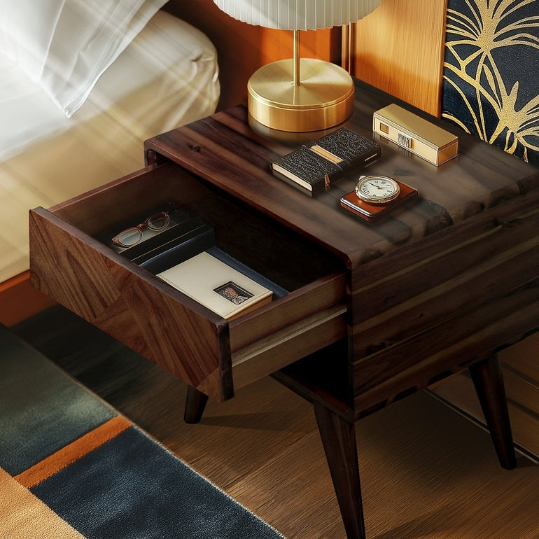 Laden Handcrafted Solid Wood Nightstand - - Nightstand