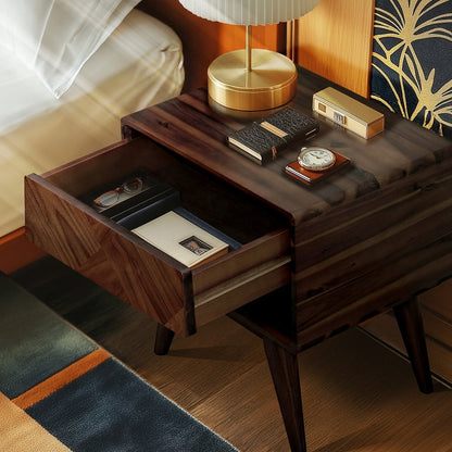 Laden Handcrafted Solid Wood Nightstand - - Nightstand