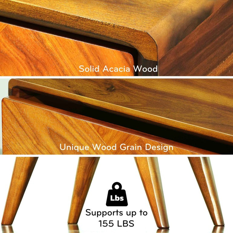 Laden Handcrafted Solid Wood Nightstand - - Nightstand