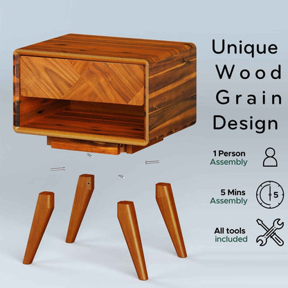 Laden Handcrafted Solid Wood Nightstand - - Nightstand