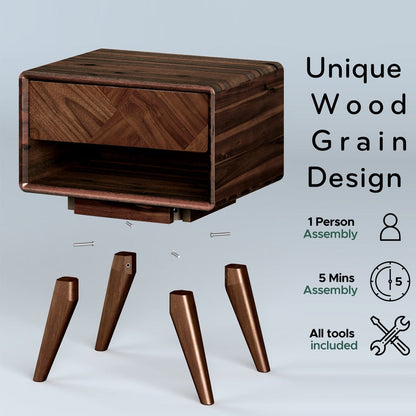 Laden Handcrafted Solid Wood Nightstand - - Nightstand