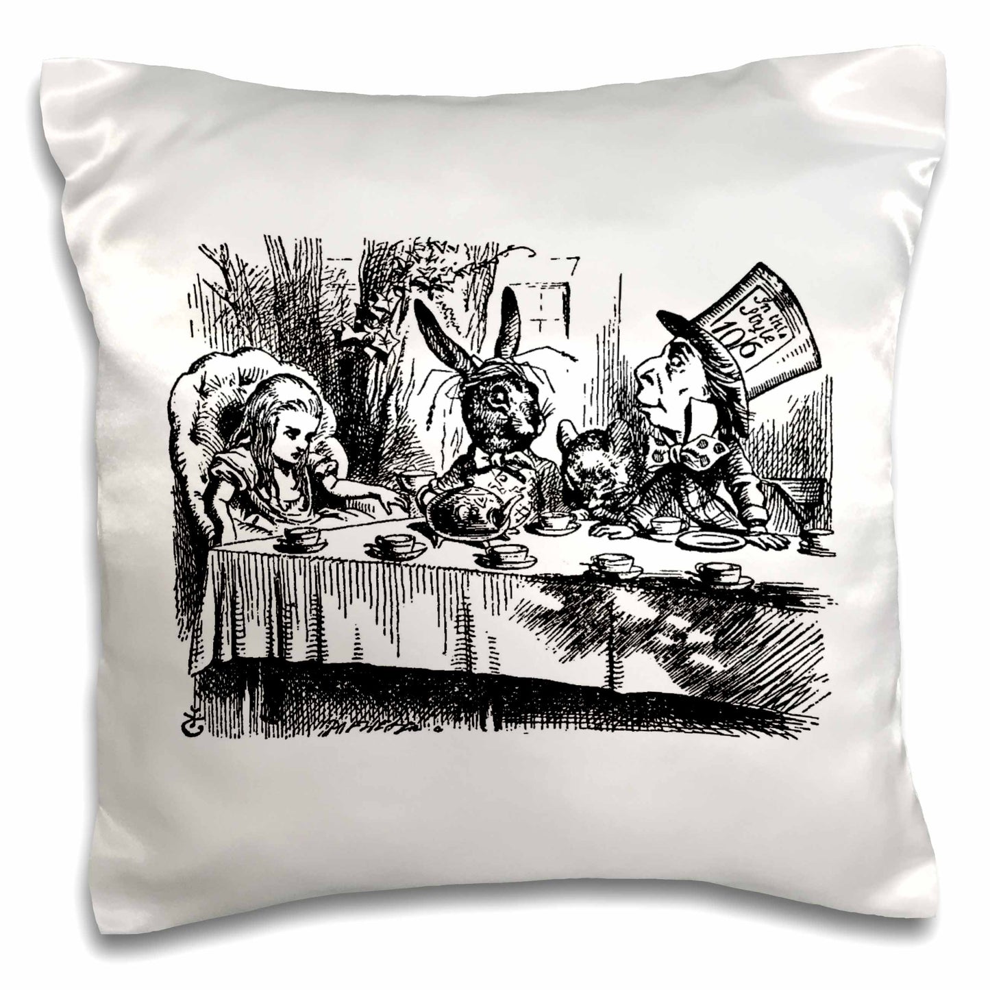 3dRose InspirationzStore Vintage Art - Mad Hatter tea party illustration by John Tenniel. Alice in Wonderland - Pillow Cases (pc_193788)- 3dRose- {{Product type}}