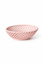 Hand-Woven Ceramic Basket -Small Oval Porcelain Dish in White, Beige & Pink - Pink - Bowl