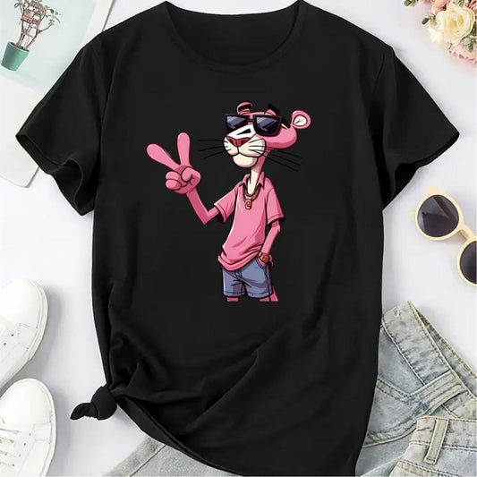 Pink Panther Women's Graphic T-Shirt - All-Season Fashion Top - - T-shirt
