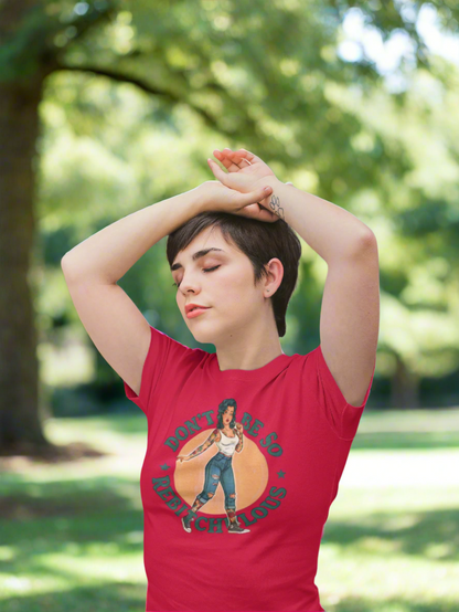 Retro "Don't Be So Rebitchulous" Slim Fit Graphic Tee - Solid Red - Slim Fit Graphic Tee