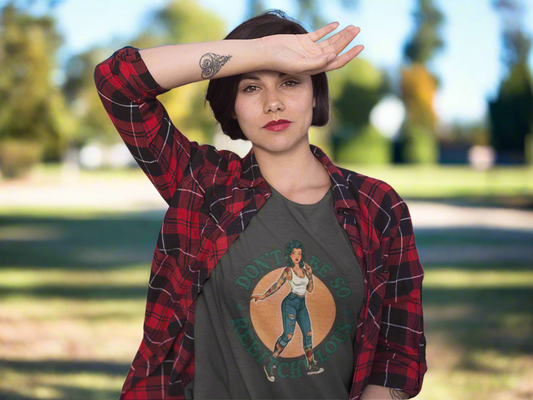 Retro "Don't Be So Rebitchulous" Slim Fit Graphic Tee - Solid Heavy Metal - Slim Fit Graphic Tee