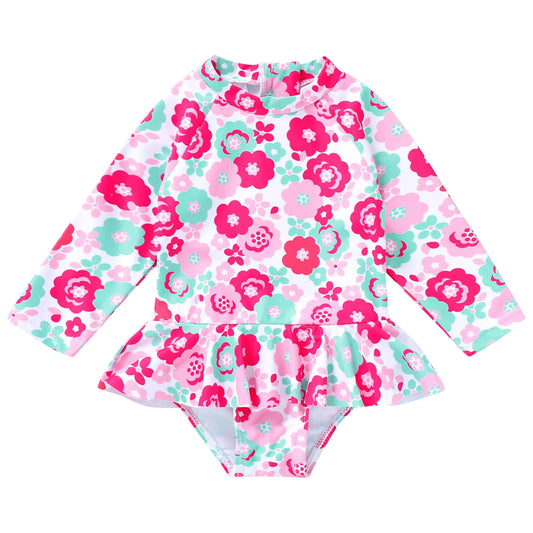 YOUNGER TREE Toddler Girls Long Sleeve Girls One Piece Swimsuit - - baby swimsuit