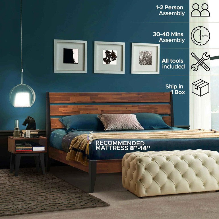 [Buy 1 Get 1] Emery Solid Wood Bed Frame & Nightstand - - Bedroom Set