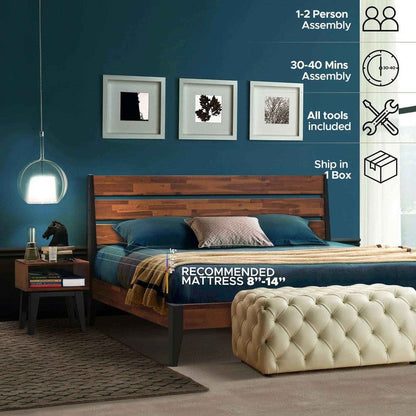 [Buy 1 Get 1] Emery Solid Wood Bed Frame & Nightstand - - Bedroom Set