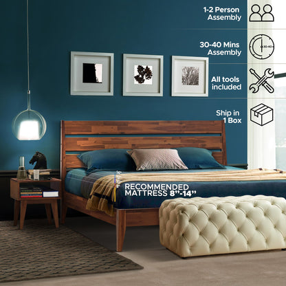 [Buy 1 Get 1] Emery Solid Wood Bed Frame & Nightstand - - Bedroom Set