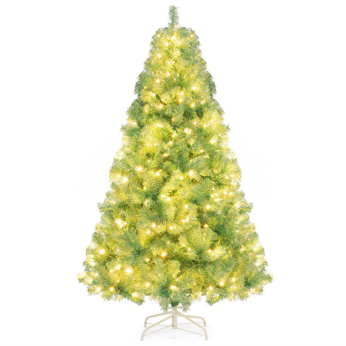 Pre-Lit Tinsel Christmas Tree Artificial Xmas Tree Home Office Party Seasonal Holiday Decoration - -