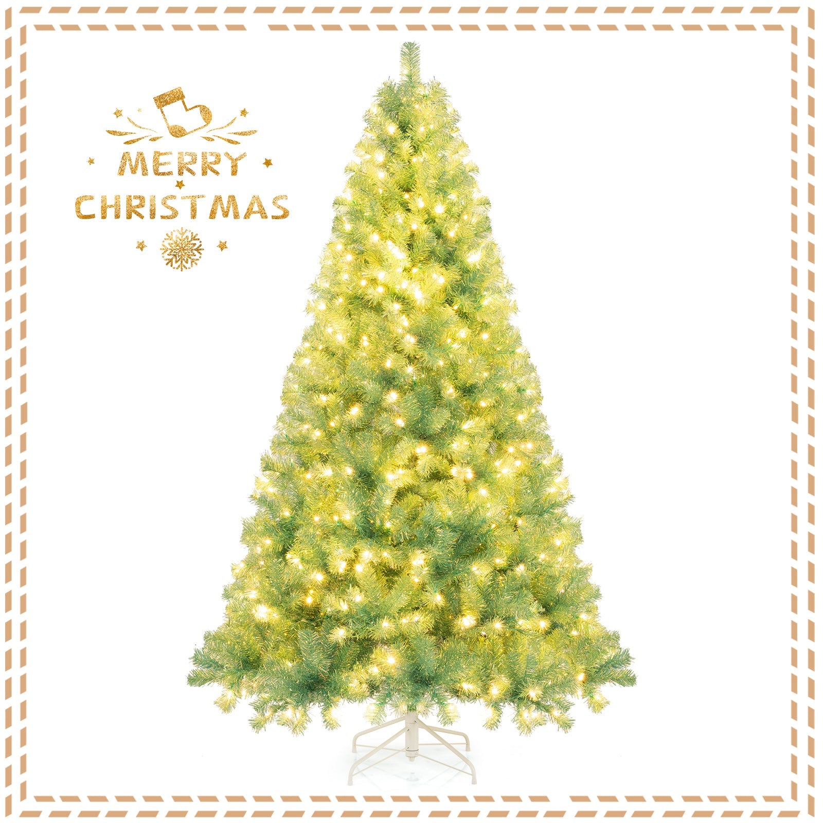 Pre-Lit Tinsel Christmas Tree Artificial Xmas Tree Home Office Party Seasonal Holiday Decoration - -