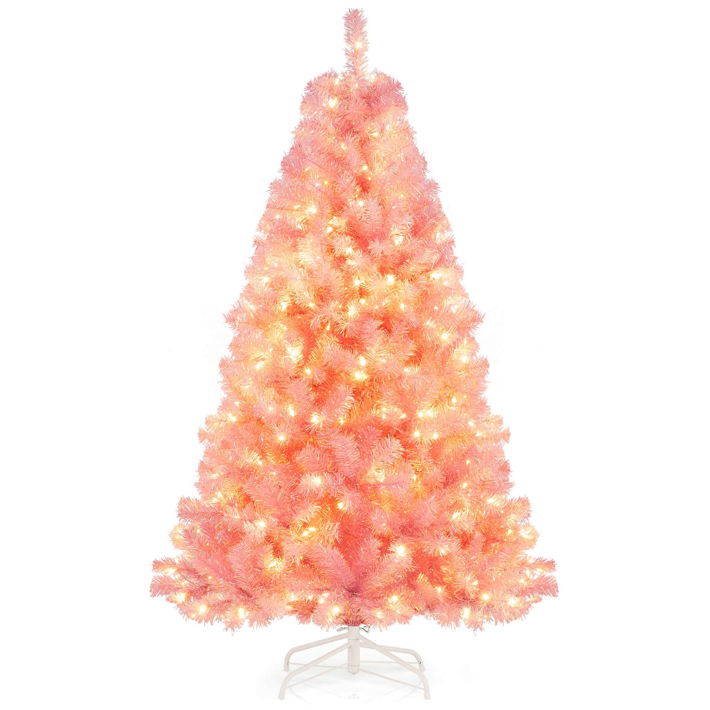 Pre-Lit Tinsel Christmas Tree Artificial Xmas Tree with Lush Branch Tips Holiday Decoration - 6ft -