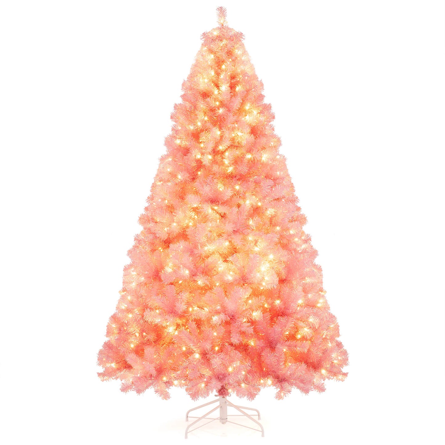 Pre-Lit Tinsel Christmas Tree Artificial Xmas Tree with Lush Branch Tips Holiday Decoration - 7.5ft -