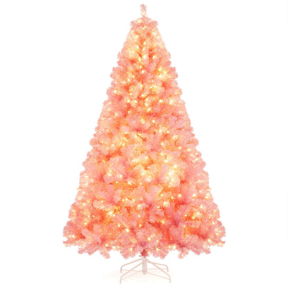 Pre-Lit Tinsel Christmas Tree Artificial Xmas Tree with Lush Branch Tips Holiday Decoration - 7.5ft -