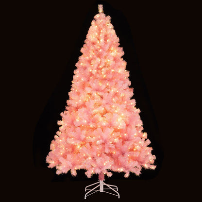 Pre-Lit Tinsel Christmas Tree Artificial Xmas Tree with Lush Branch Tips Holiday Decoration - -