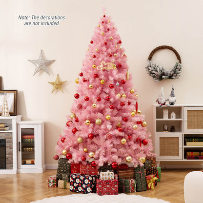 Pre-Lit Tinsel Christmas Tree Artificial Xmas Tree with Lush Branch Tips Holiday Decoration - -