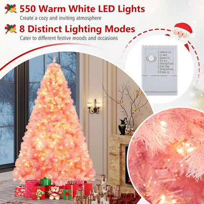 Pre-Lit Tinsel Christmas Tree Artificial Xmas Tree with Lush Branch Tips Holiday Decoration - -