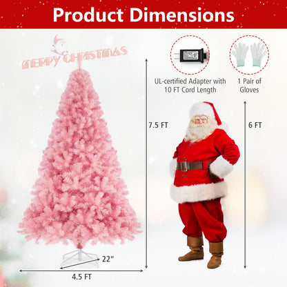 Pre-Lit Tinsel Christmas Tree Artificial Xmas Tree with Lush Branch Tips Holiday Decoration - -