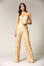 Caeli Two-Piece Gold Lace Pants Set - Medium - clothing set