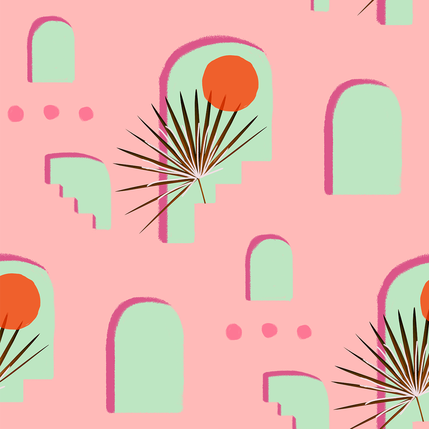 Pueblo Window Wallpaper, pink- Samantha Santana Creative- {{Product type}}