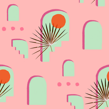 Pueblo Window Wallpaper, pink- Samantha Santana Creative- {{Product type}}