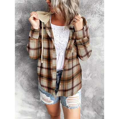Hooded Casual Overshirt with Button Closure - Kia Day Design