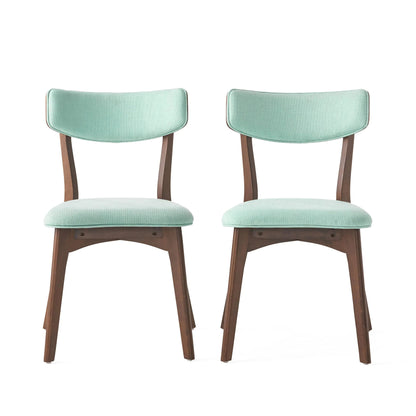 Christopher Knight Home Chazz Mid-Century Fabric Dining Chairs with Natural Walnut Finished Frame 2-Pcs Set Mint / Natural Walnut Finish Kia Day Design
