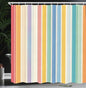 Vertical Striped Fabric Bathroom Shower Curtain with Hooks 69" W x 70" L - Kia Day Design