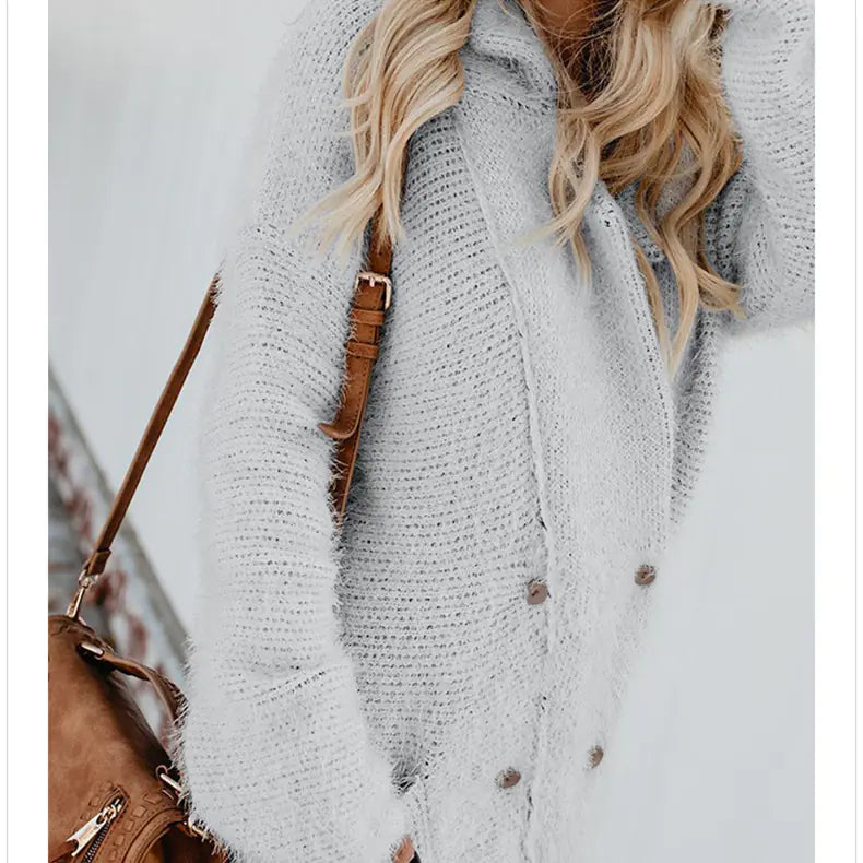 Women's Knitted Sweater with Double Buttons - Kia Day Design