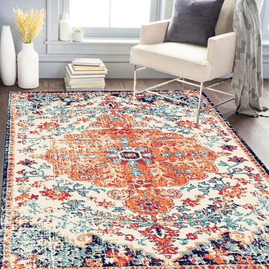 Orange Non-Slip Washable Short Pile Rug - Kia Day Design