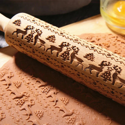 Wooden Embossed Rolling Pin - Kia Day Design