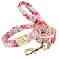 Printed Dog Collar and Leash Set Pink Set Medium