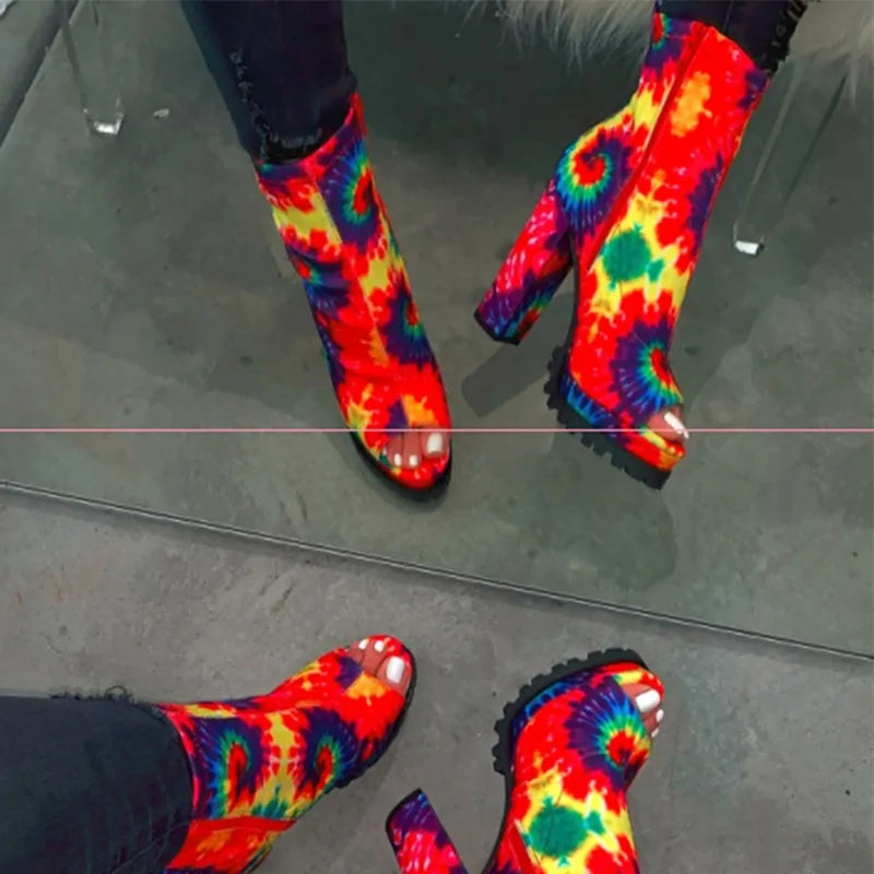 Zipped Open Toe Ankle Boots - Kia Day Design