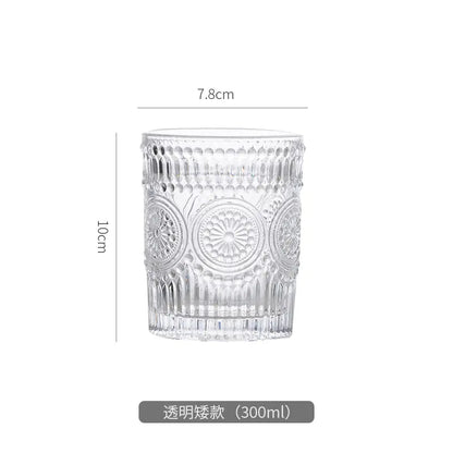 Embossed Sunflower Glass Mug - Scandinavian Style Drinkware Kia Day Design