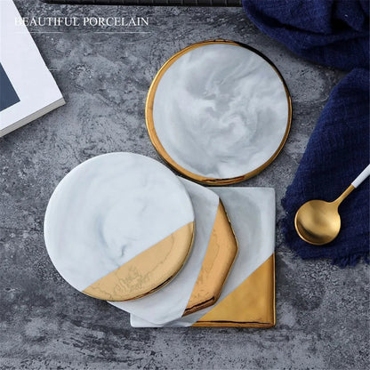 Gold Marble Ceramic Coaster Kia Day Design