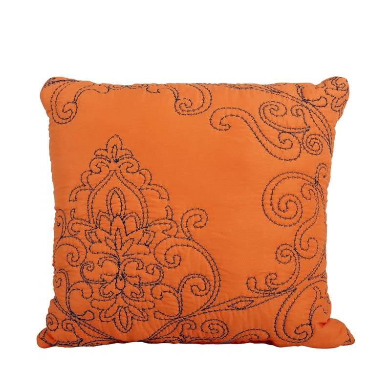 Queen size Orange Nectarine Damask Embroidered 4 Piece Oversized Bedspread Set - - Bedroom > Bedspreads