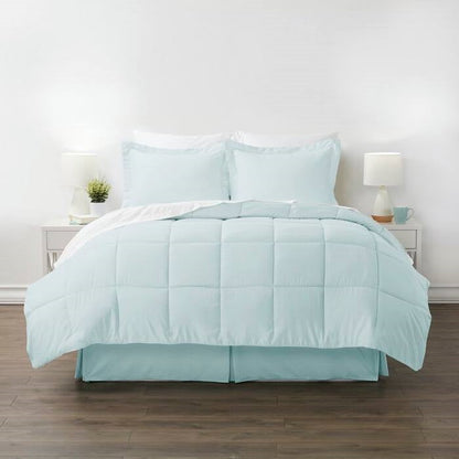 Queen Microfiber 6-Piece Reversible Bed-in-a-Bag Comforter Set in Aqua Blue- HomePacific- {{Product type}}