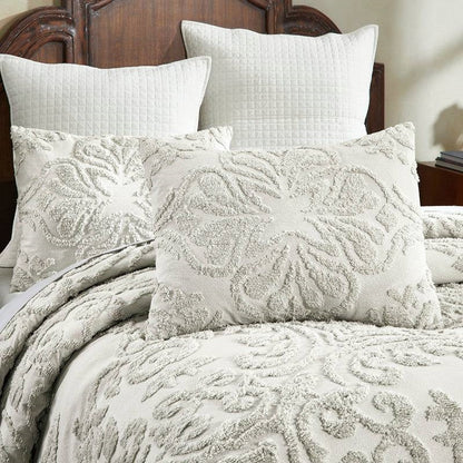 Queen Size 100-Percent Cotton Chenille 3-Piece Coverlet Bedspread Set in Ivory- HomePacific- {{Product type}}