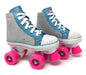 Chicago Skates Girls Fashion Quad Skates with Flashing Lights - Grey Pink Blue Size 3 - skates