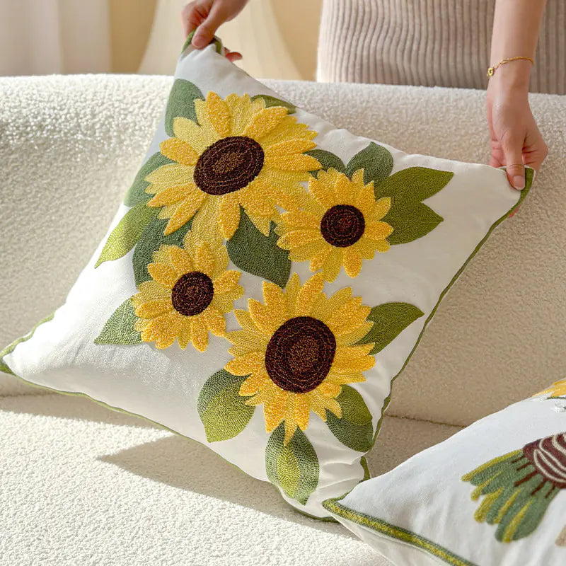 Floral Embroidered Pillow - Kia Day Design