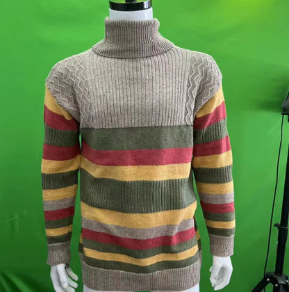 Men's Color Block Turtleneck Knitted Sweater Kia Day Design