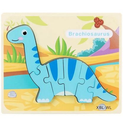 Wooden 3D Montessori Dinosaur Jigsaw Puzzles Brachiosaurus