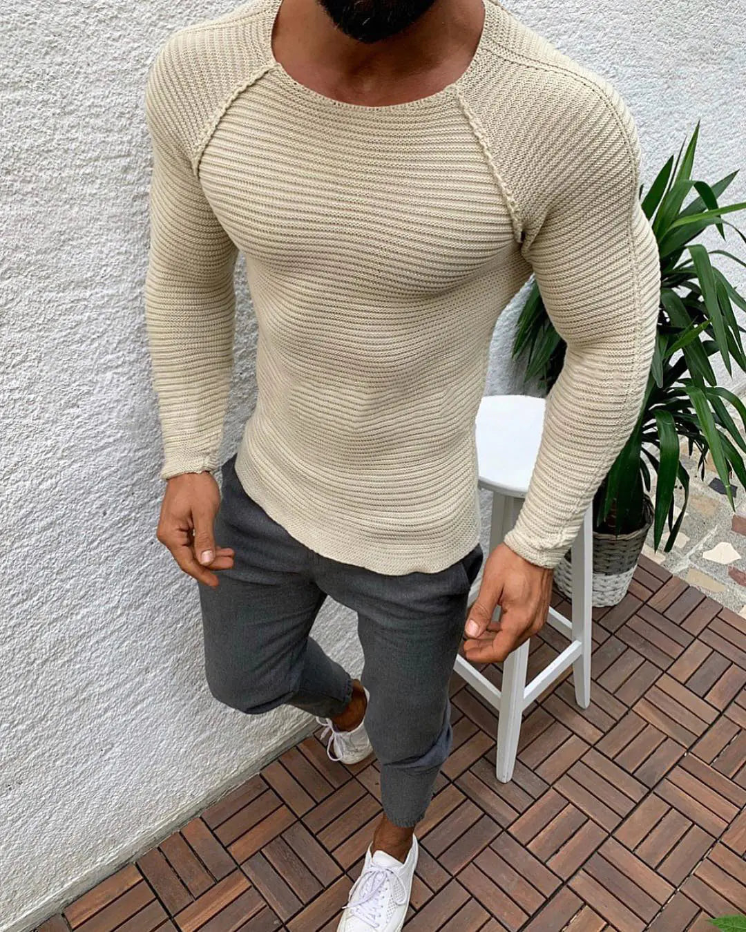 Men's Slim Fit Knit Sweater - Kia Day Design
