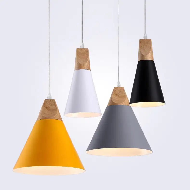 Wooden Funnel Pendant Lights