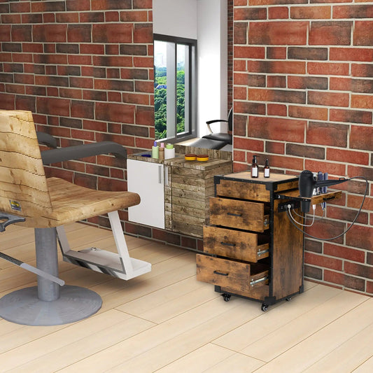 Fiberboard Salon Beauty Cabinet - Brown - cabinet