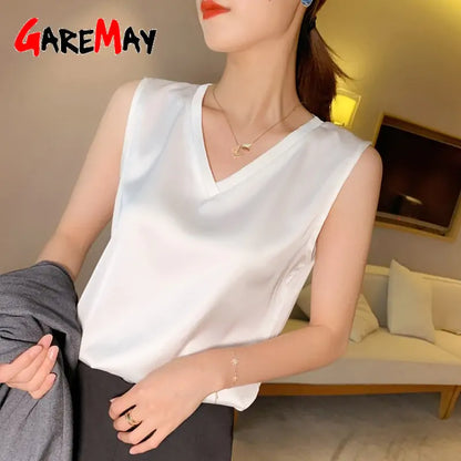 Women's Sleeveless Satin Blouse - Kia Day Design