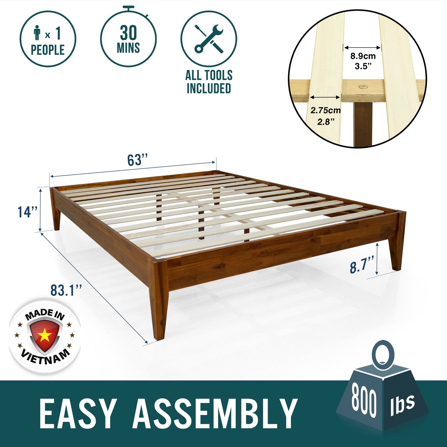 Mervyn Solid Wood Bed Frame - - Bed Frame