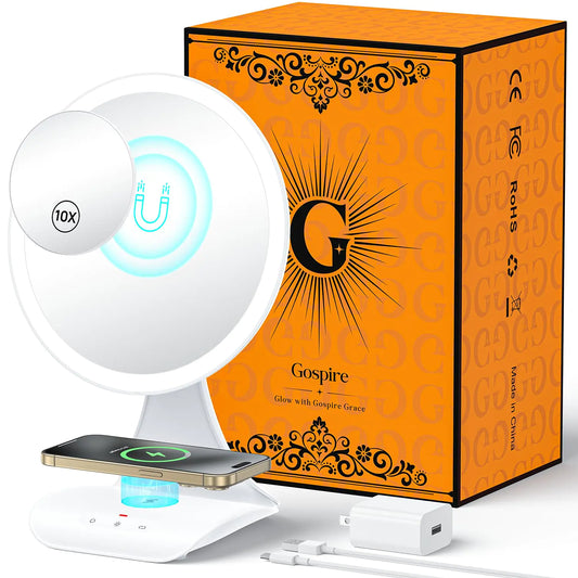 Gospire Wireless Charging Large Lighted Makeup Mirror - - Mirror